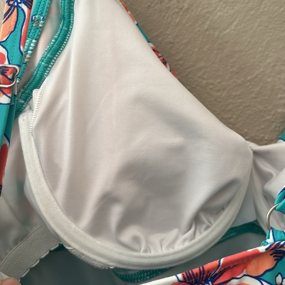 Women’s Lands End Tankini Top, Size 10L, Teal Floral - Picture 5 of 7